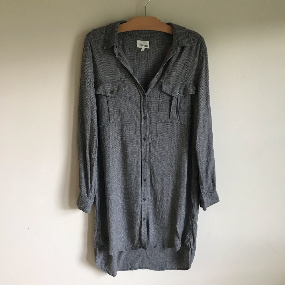 Wilfred Free Wool Blend Shirt Dress Button Down Tunic Grey Size Large